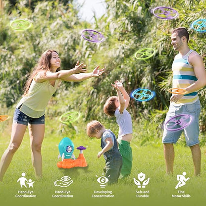 Outdoor Toys for Kids Ages 3-8: Flying Disc Rocket Launcher Toy Butterfly Chasing Games, Outside