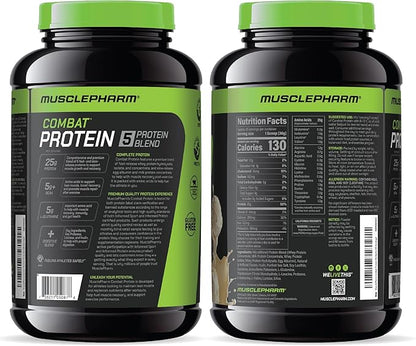 MusclePharm Combat Protein Powder, Vanilla Flavor, Fuels Muscles for Productive Workouts, 5 Protein