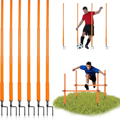 Hikeen Telescopic Length Soccer Poles Fixed & Collapsible Options Agility Training Hurdles and