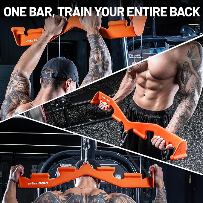 LAT Pull Down Bar with 6 Ergonomic Handles, Neutral Grip LAT Pulldown Attachments for Whole Back