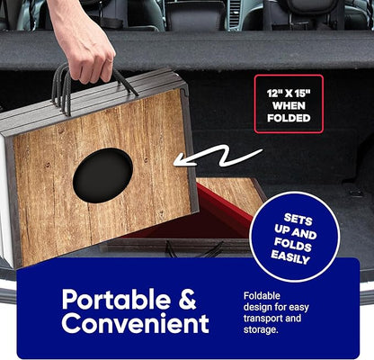 Portable Cornhole Board Set 24"x15", Foldable Wooden Travel Size Corn Hole Game Sets, Incl 2 Boards