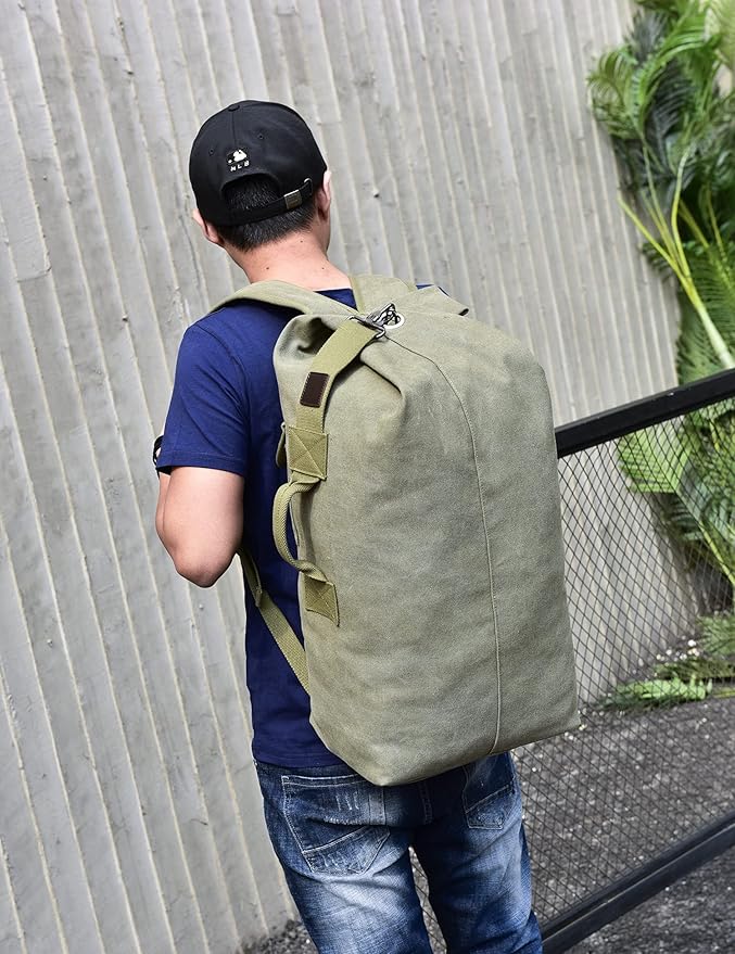 Large Capacity Travel Climbing Bag Tactical Military Duffel Bag Top Load Double Strap Canvas
