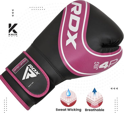RDX Kids Boxing Gloves, 6oz 4oz Junior Training Mitts, Maya Hide Leather Ventilated Palm, Muay Thai