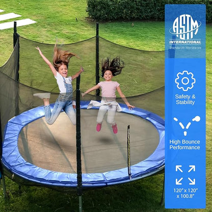 Serenelife 12FT 10FT 8FT Recreational Trampolines with Enclosure Net and Ladder and Anti-Rust