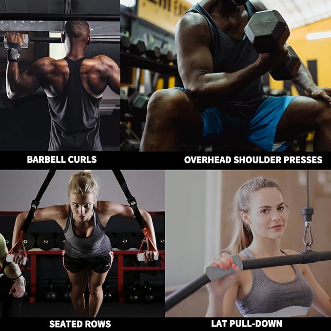 Hikeen Thick Bar Dumbbell Grips,Non Slip Hard Rubber Barbell Grips,Grips for Weight Lifting, Muscle