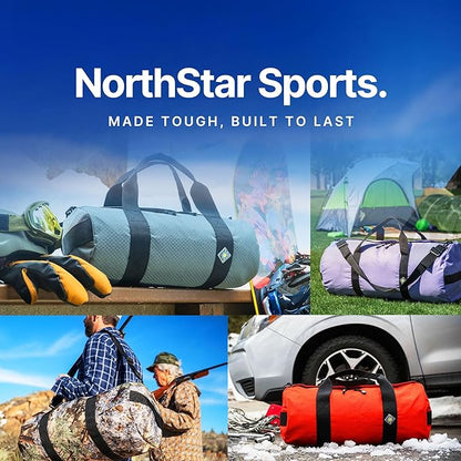 North Star Sports Foldable Duffle Bag for Travel, Gym & Outdoor Camping | Tough and Packable Sport