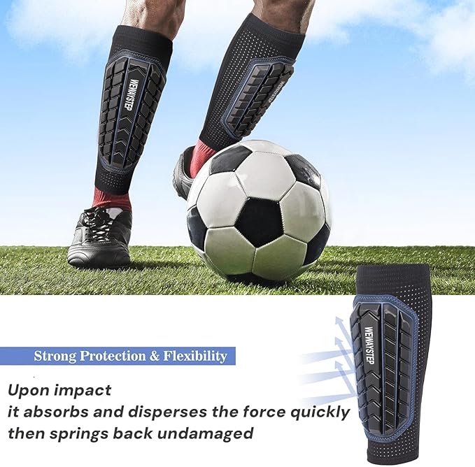 Shin Guards Soccer Kids Youth, Adult Shin Guards with Honeycomb Padding，Breathable & Anti-Slip Calf