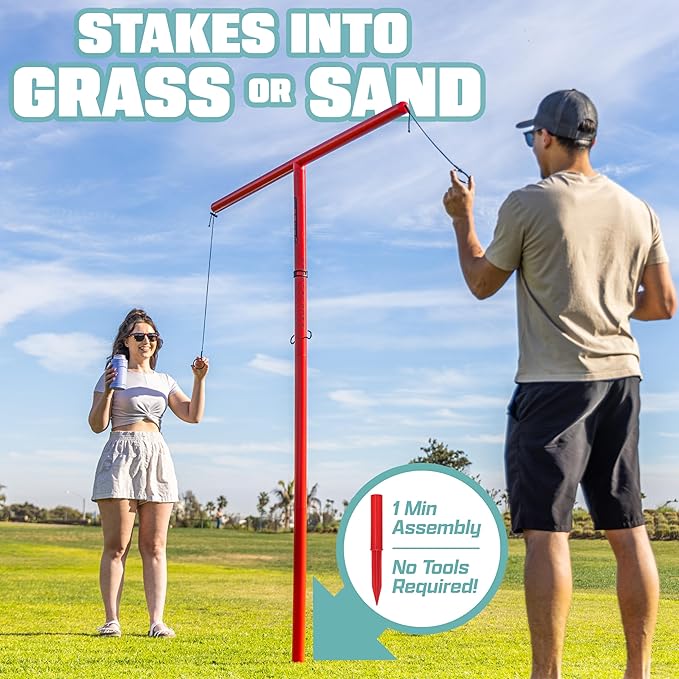GoSports Tower 5 Giant Ring Swing Versus Game for Adults and Family - Hook and Ring Outdoor Yard