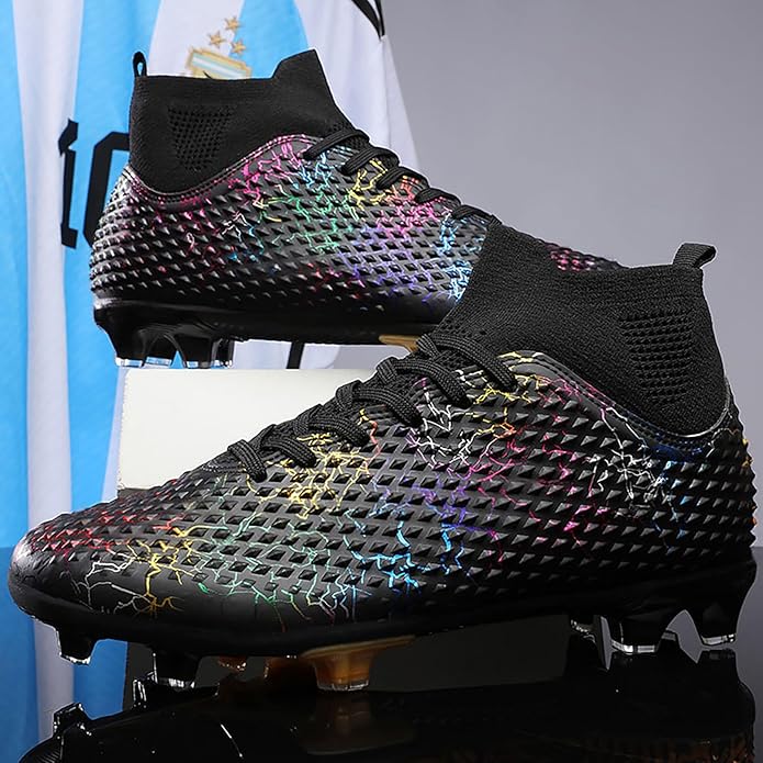 Men's Soccer Shoes High-Top Soccer Cleats Outdoor Breathable Athletic Professional Spikes Youth