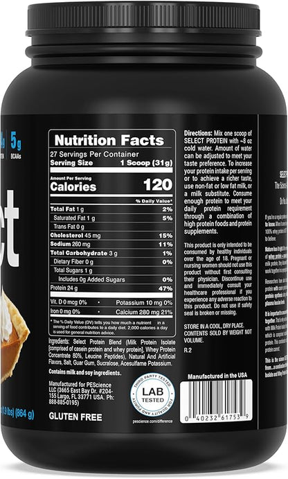 PEScience Select Protein Powder, Whey and Casein Blend, Clean Protein Powder for Women and Men, Low