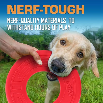 Nerf Dog Atomic Flyer Outdoor Dog Toy, 10 Inch Flying Disc Dog Fetch Toy, Rubber Dog Toy for Medium