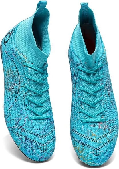 Men's Soccer Shoes High-Top Soccer Cleats Outdoor Breathable Athletic Professional Spikes Youth