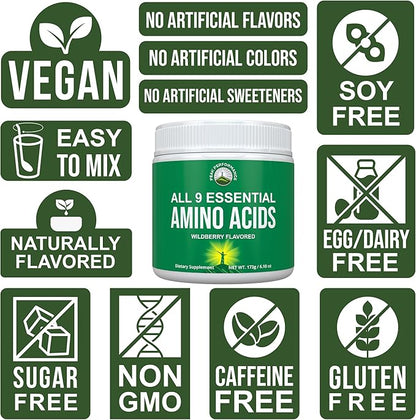 All 9 Essential Amino Acids Powder with 26 Clinical Studies. EAAs 32X Effective vs BCAA/BCAAS