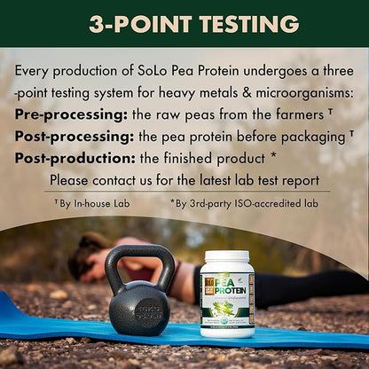 Solo Organic Pea Protein Isolate, Low in Sodium, Canada Grown Peas, 100% Vegan, Non-GMO, Unflavored