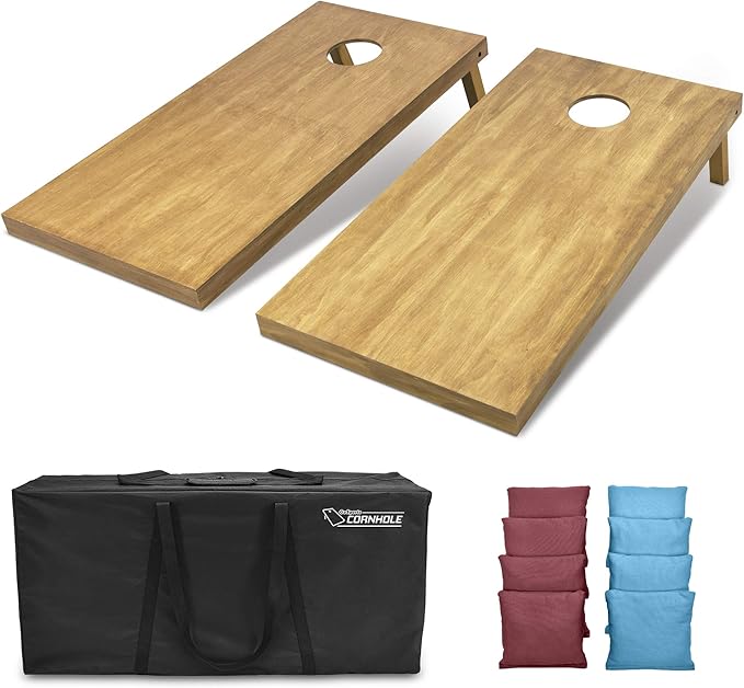 GoSports 4 ft x 2 ft Regulation Size Wooden Cornhole Boards Set - Includes Carrying Case - Full