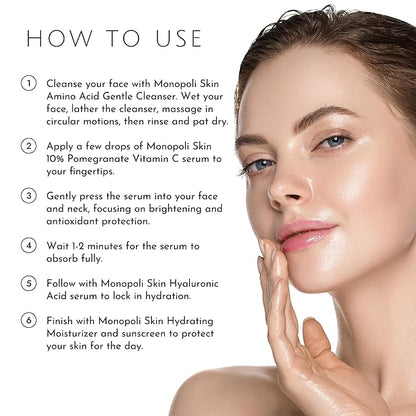 Monopoli Skin Pomegranate 10% Vitamin C Facial Serum | Boost Skin Hydration & Vitality | Fermented