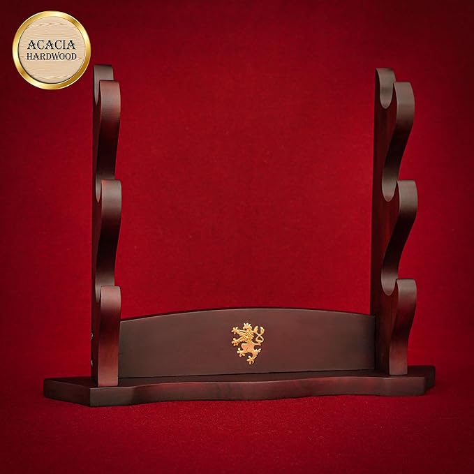 Mythrojan Medieval Sword Stand Solid Wood Horizontal Display Rack for Katana, Samurai, Gladiator
