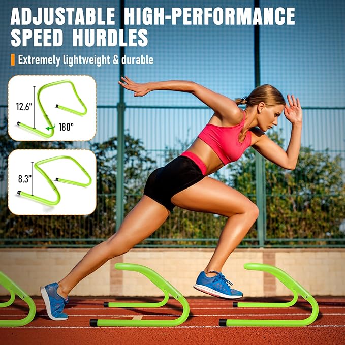 Agility Ladder, Speed Training Equipment Set, 20ft Agility Ladder, 12 Soccer Cones, 4 Hurdles, Jump