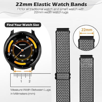 2 Pack Elastic Ankle/Arm Watch Bands Compatible with Garmin Venu 3/Venu 2/Vivoactive 4, Garmin