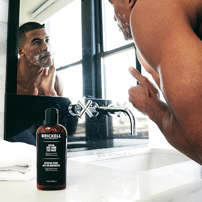 Brickell Men's Redefining Anti-Aging Face Wash For Men, Natural and Organic, Foaming Gel Face Wash