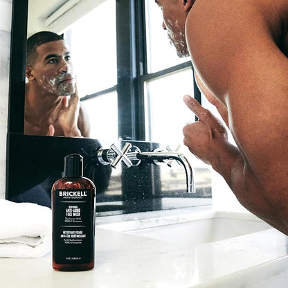 Brickell Men's Redefining Anti-Aging Face Wash For Men, Natural and Organic, Foaming Gel Face Wash