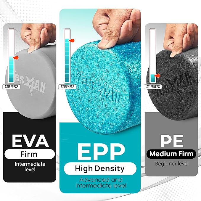 Yes4All High-Density EPP Round Back Roller Foam, Exercise Foam Roller for Yoga, Pilates &