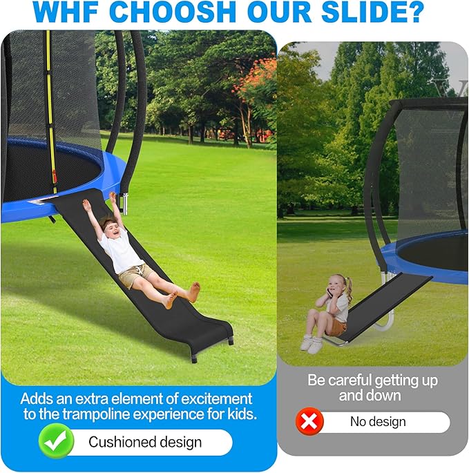 Ergonomic Trampoline Slide with Buffer Region for Children Kids, Outdoor Trampoline Slide
