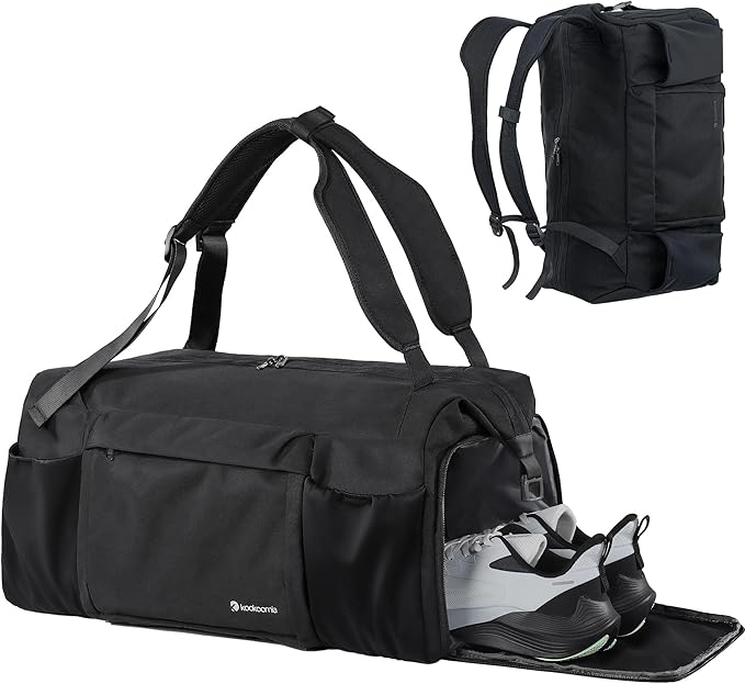 Small Gym Bag for Men with Shoes Compartment and Wet Pocket Convertible Duffle Bag and Gym Backpack