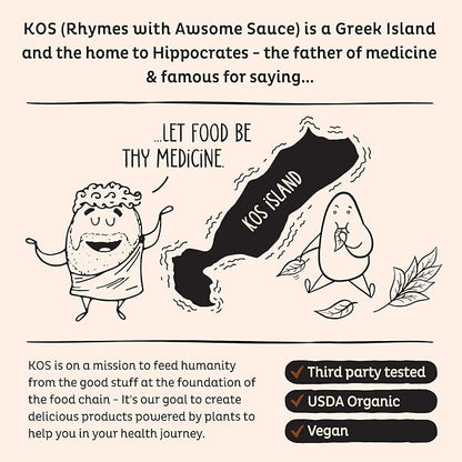 KOS Plant Based Protein Powder, Chocolate USDA Organic - Low Carb Pea Protein Blend, Vegan