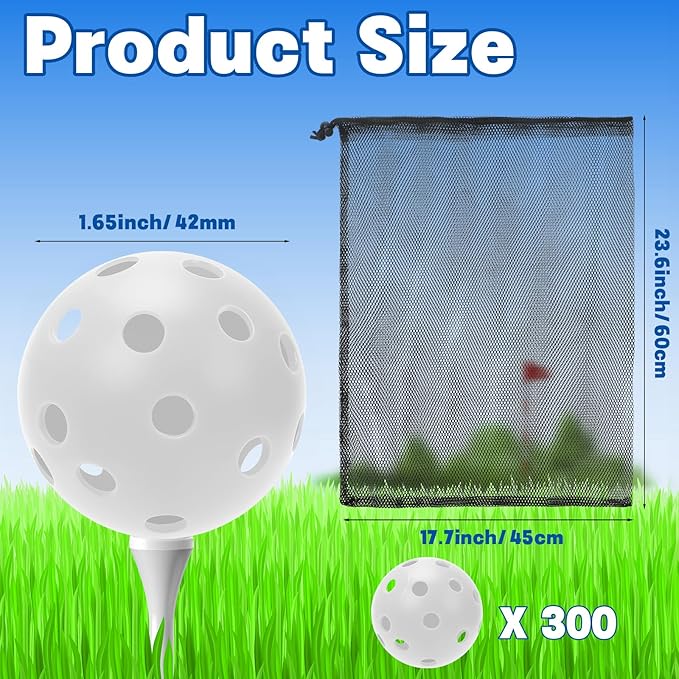Coopay 72/150/300 Pack Practice Golf Balls, 42mm Plastic Golf Training Balls with a Drawstring Bag