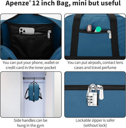 Small Gym Bag Carry On Bag - 12 in Mini Duffle Bag Lightweight for Overnight Travel(Blue)