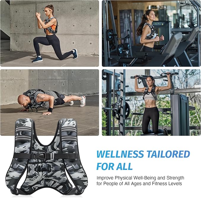 ZELUS Weighted Vest, 6lb/8lb/12lb/16lb/20lb/25lb/30lb Weight Vest with Reflective Stripe for