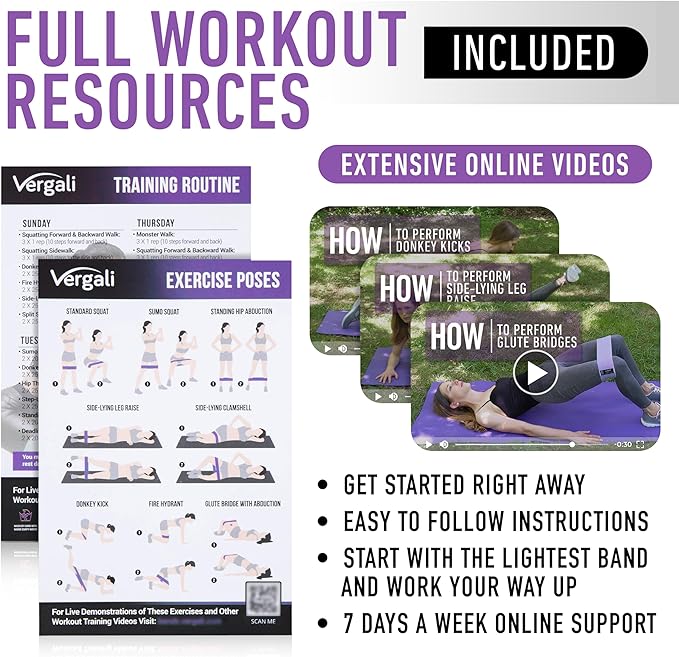 Resistance Bands for Working Out with Workout Bands Guide. 4 Booty Bands for Women Men Fabric