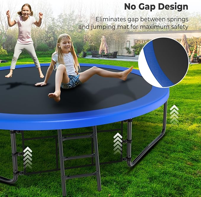 12 14 15 16FT Outdoor Trampolines for Kids and Adults, Pumpkin Trampolin with Curved Poles