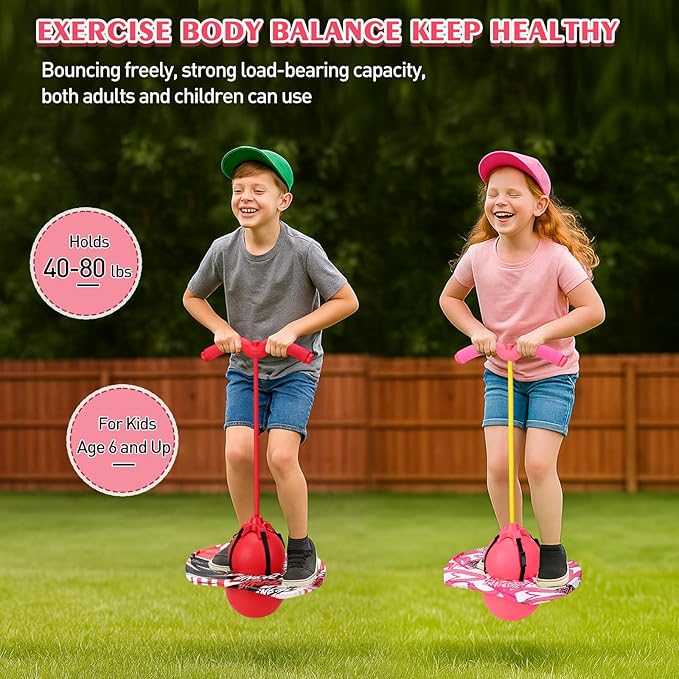 Layhit 2 Pcs Pogo Jumper with Handle for Kids Pump Pogo Ball Stick Jumper Balance Bounce Ball with