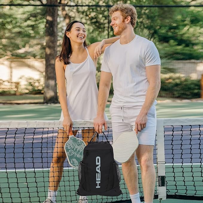HEAD Waterproof Gym Sackpack for Sport with 2 Zipper Pockets, Large Drawstring Backpacks for Men