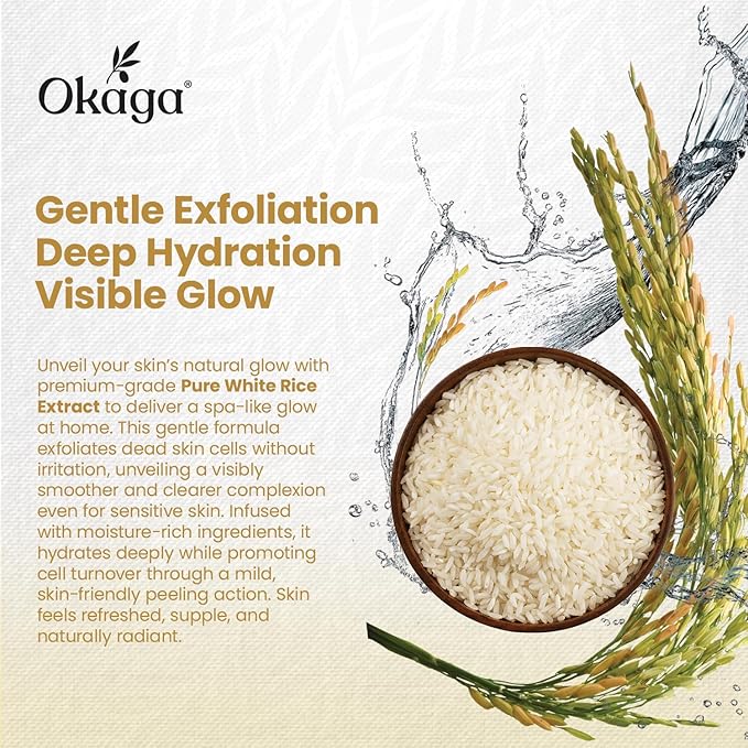 White Rice Peel Shot Ampoule, White Rice Exfoliant, Rice Exfoliator for Face & Soft Peel, Removes