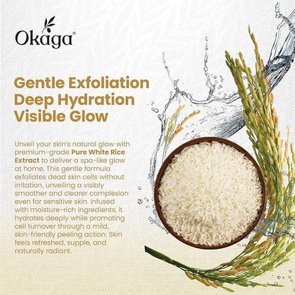 White Rice Peel Shot Ampoule, White Rice Exfoliant, Rice Exfoliator for Face & Soft Peel, Removes