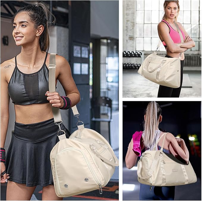 FIORETTO Womens Gym Tote Duffle Bag with Wet Pocket & Shoe Compartment, Sports Duffel Overnight