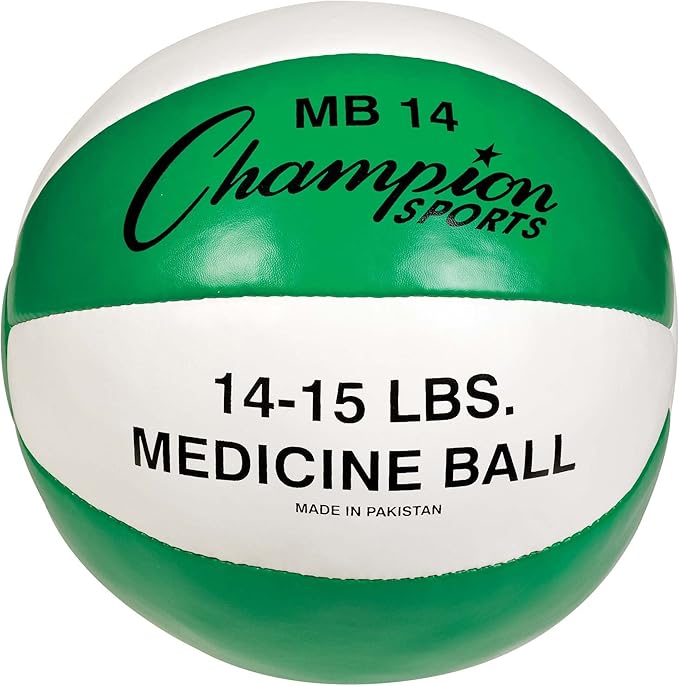 Champion Sports Exercise Medicine Balls, Leather with No-Slip Grip - Weighted Med Ball Set for