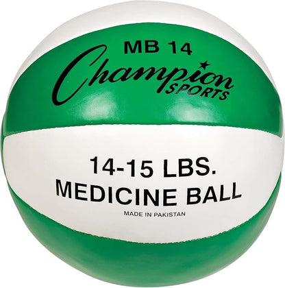 Champion Sports Exercise Medicine Balls, Leather with No-Slip Grip - Weighted Med Ball Set for