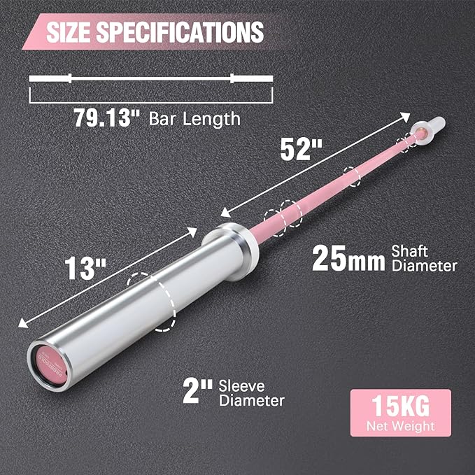 PROOFGOLD 6.6ft/7ft Olympic Barbell Bar 35Lb(15kg)/45LB(20kg) Barbell,Bench Press Bar for Squats