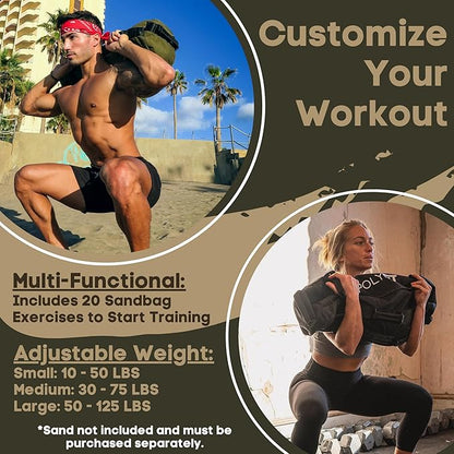 Polyfit Classic Sandbag - Heavy Duty Workout Sandbag for Fitness with 8 Gripping Handles for Sand
