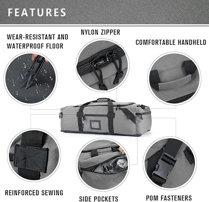 86l Large Duffel Bag For Travel, Gym & Sports - Water Repellent Polyester, Hidden Straps, Shoe