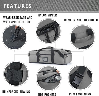105l Large Duffel Bag For Travel, Gym & Sports - Water Repellent Polyester, Hidden Straps, Shoe