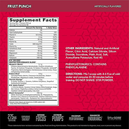 BSN N.O.-XPLODE Pre Workout Supplement with Creatine, Beta-Alanine, and Energy, Flavor: Fruit