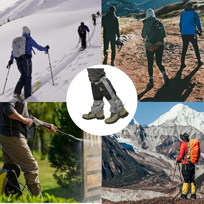 Adjustable Leg Gaiters,Snow Boot Guard Gators,Shoe Gaiters,Waterproof Hiking Gaiters for