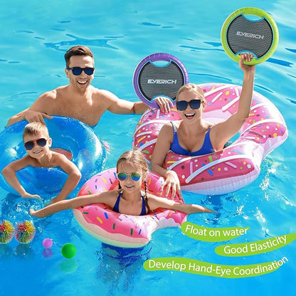 EVERICH TOY Trampoline Paddle Ball Set with 2 Bouncy Paddles & 4 Balls - Soft Foam Design for Kids