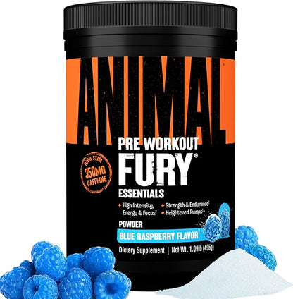 Animal Fury - Pre Workout Powder Supplement for Energy and Focus - 5g BCAA, 350mg Caffeine Nitric