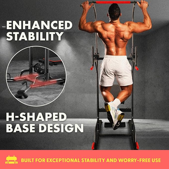 SQUATZ Pull-Up Workout Station with Bench - Multifunctional Gym Equipment Setup w/Pulling Bar